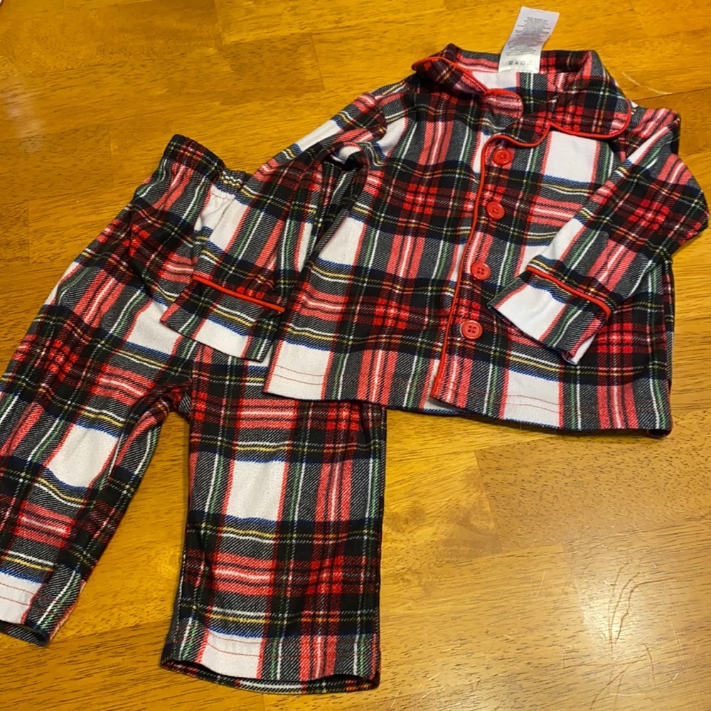 Plaid button up pajamas
